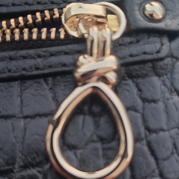 Cole Haan Black Croc-Embossed Clutch with Gold Accent - Picture 4 of 8